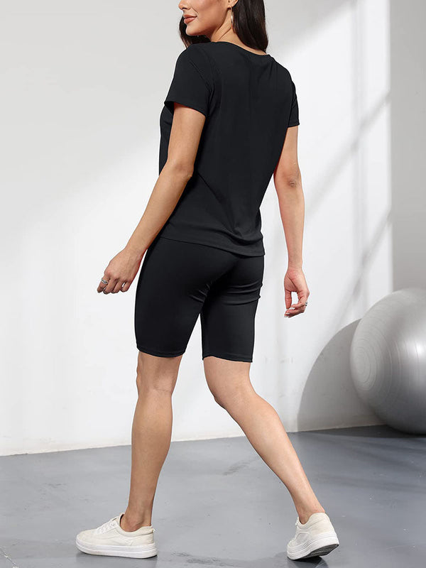 Two Piece T Shirts Bodycon Shorts Set Tiynon