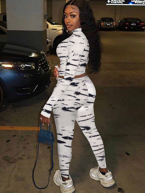 Two Piece Tie Dye Long Sleeve Jacket & Pants Tiynon