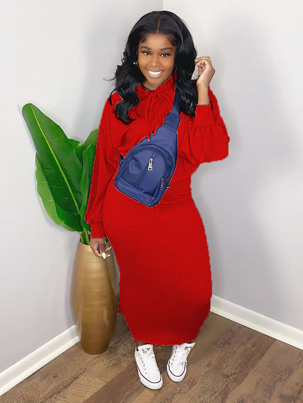 Two Pieces  Scoop Neck Rib Crop Top + Bodycon Skrit Tiynon