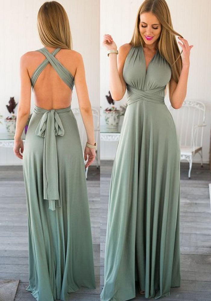 Cross Backless Bandage Maxi Dress for Evening Events