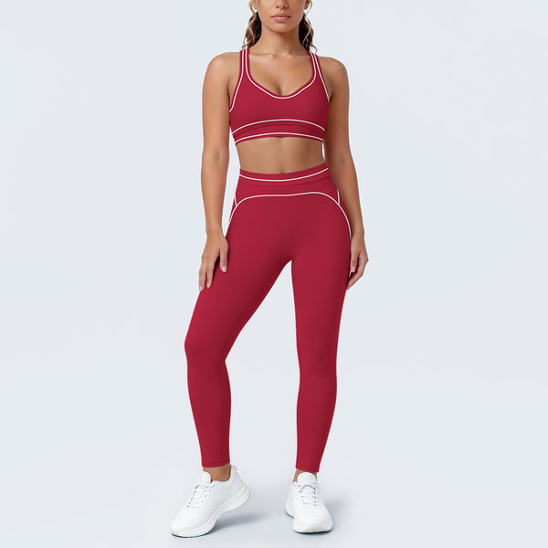 Color Block High-Stretch Tank Top & Leggings Two-Piece Set for Yoga & Fitness