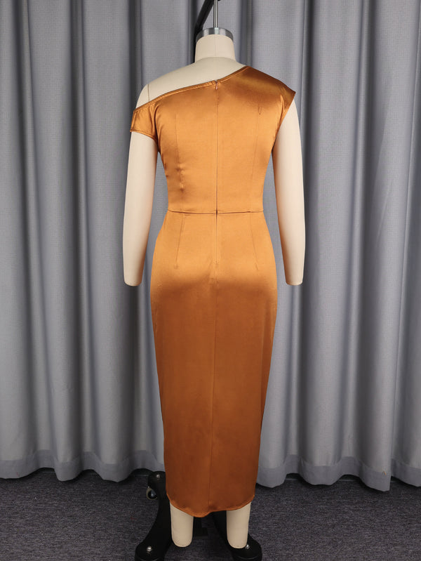 One-Shoulder Split Bodycon Dress for Elegant Evening Events