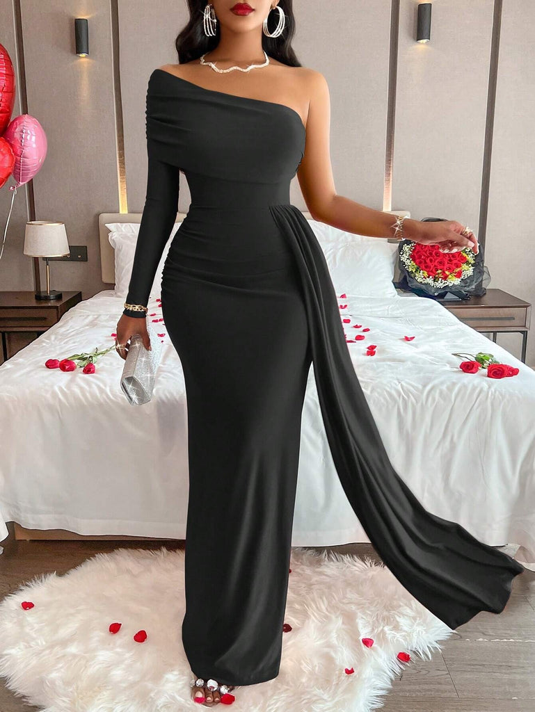 Women Slash Shoulder Maxi Dress