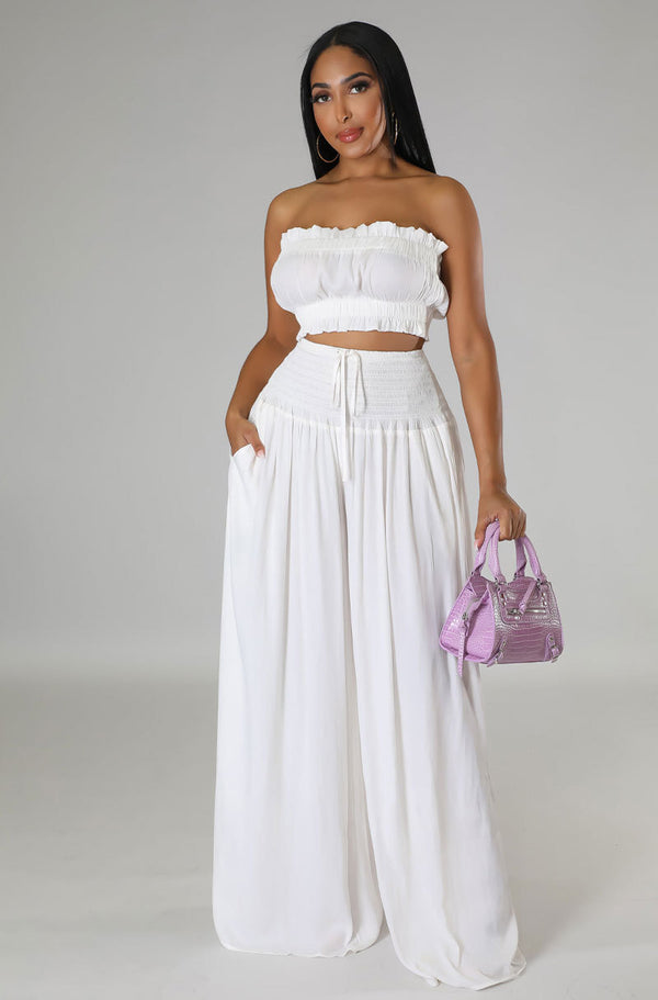 Sleeveless Crop Top & Wide Leg Pants Two-Piece Set for Summer Casual