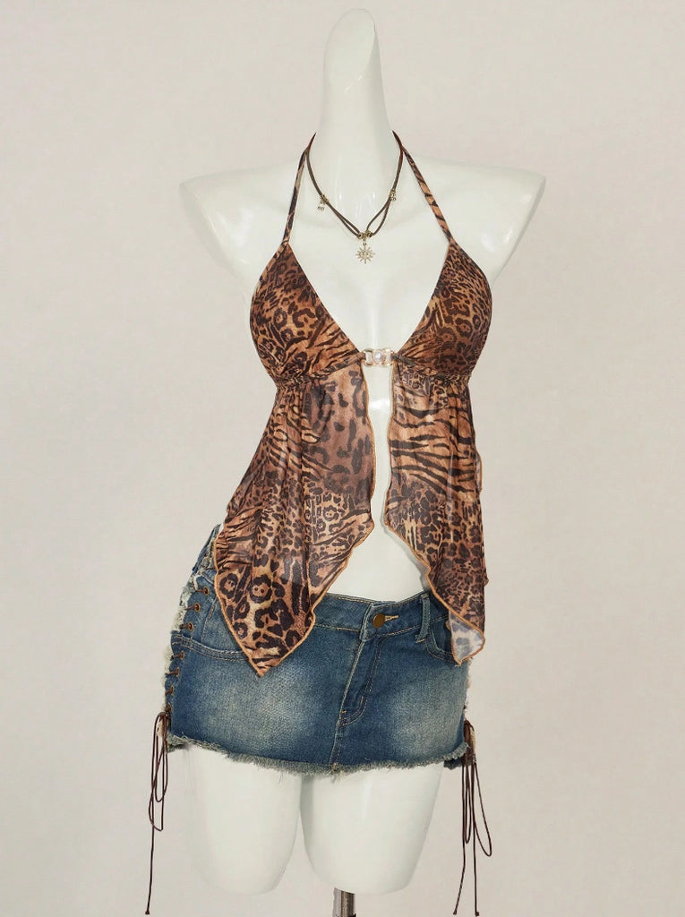 Women's Printed Halter Neck Summer Top