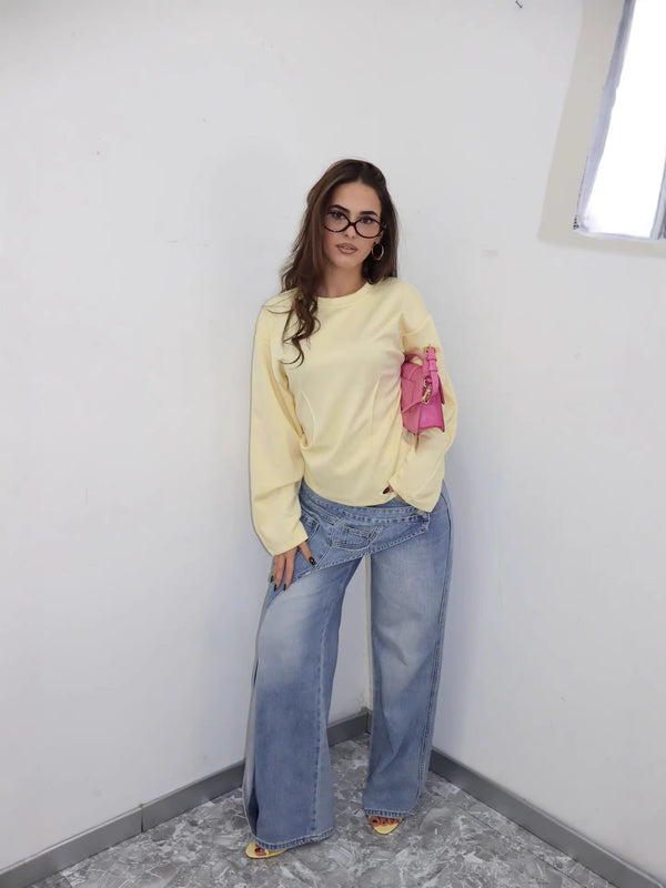 Asymmetrical Deconstructed Denim Jeans for Streetwear