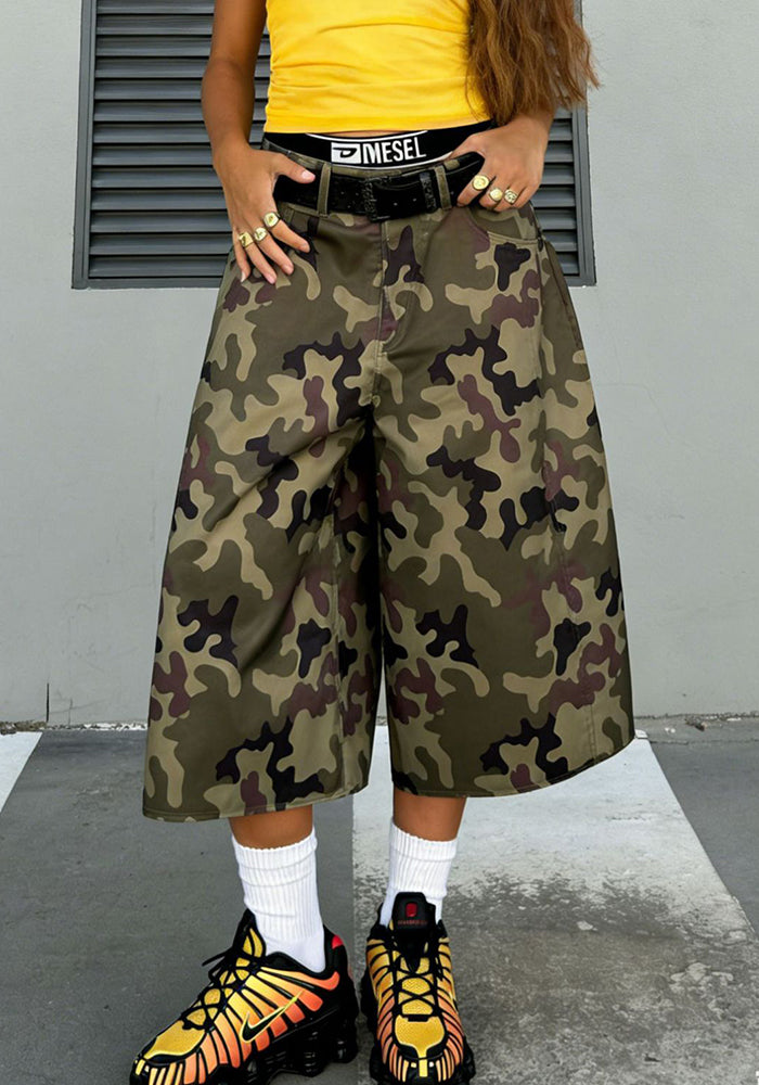 Camouflage Cargo Wide Leg Pants for Casual Streetwear