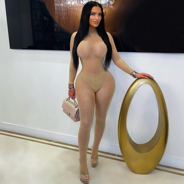 See-Through Seamless Stretch Jumpsuit for Club & Intimate Wear