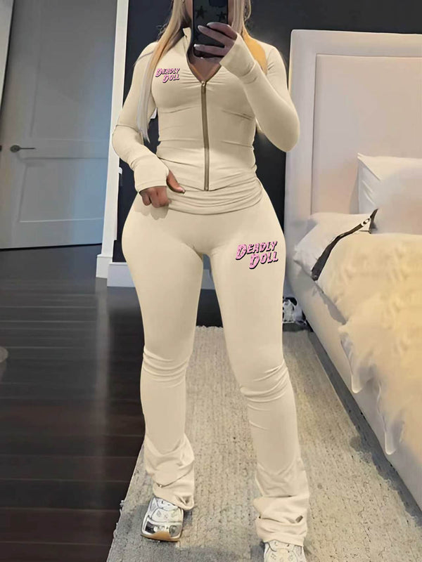 Top & Bell Bottom Pants Two-Piece Set for Casual Wear