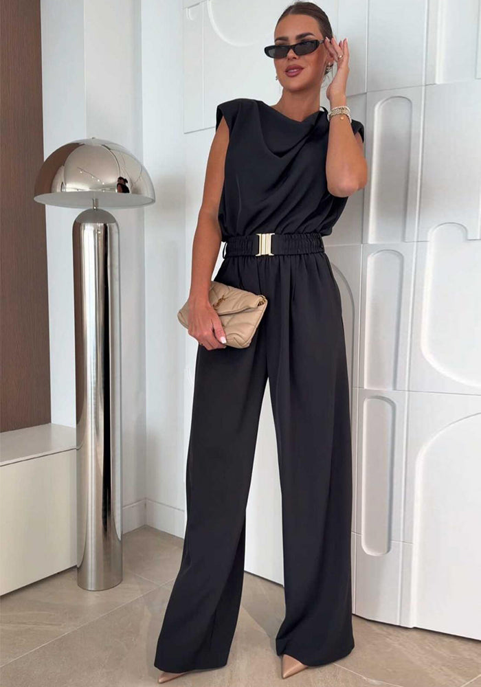 Sleeveless Belted Jumpsuit for Casual Summer Wear