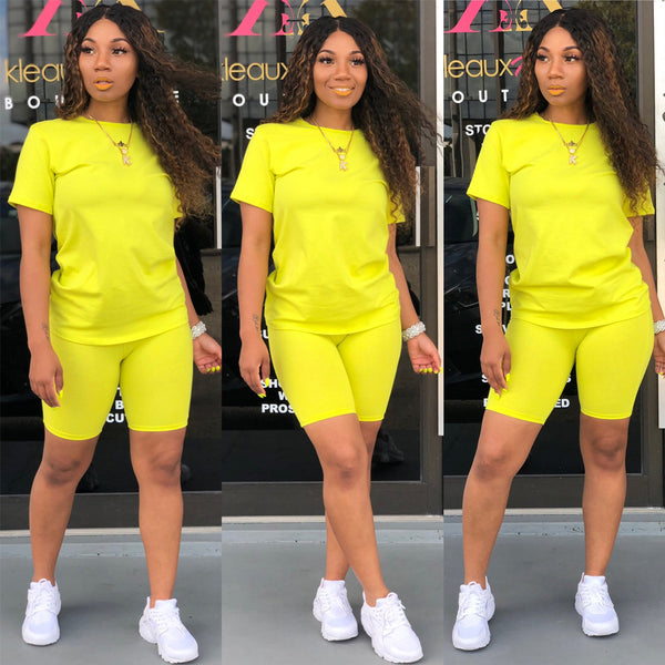 Solid Color Top & Shorts Two-Piece Lounge Set