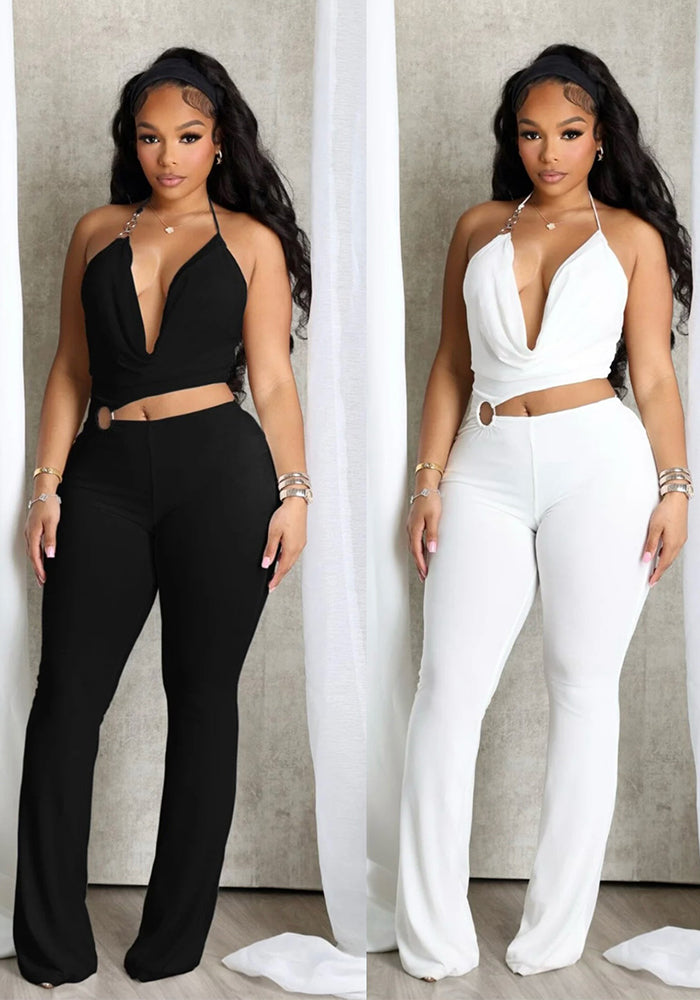 Halter Neck Cut-Out Camisole Jumpsuit for Summer