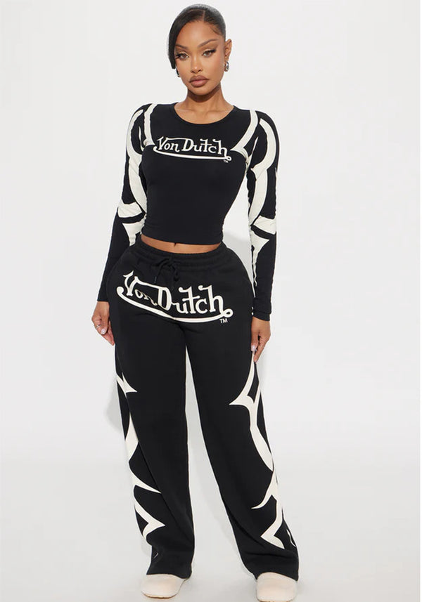 Women's Autumn/Winter Casual Sporty Print Color-Block Fashion Two-Piece Pants Set