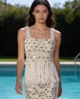 Sequined Crochet Tassel Top for Holiday Festivals