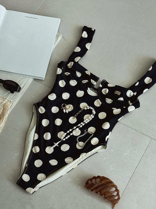 Polka Dot One-Piece Swimsuit for Beachwear