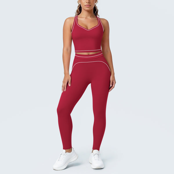 Color-Blocked Tank Top & Pants Two-Piece Set for Yoga & Activewear