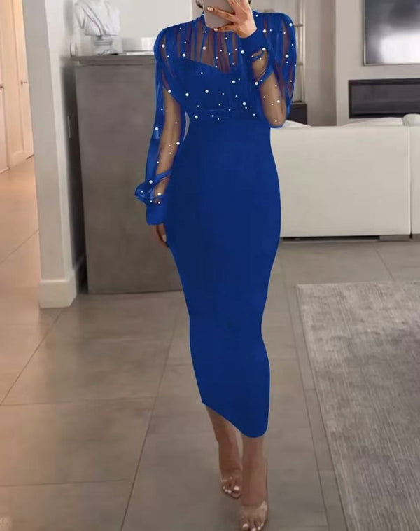 Lace Patchwork Bodycon Dress for Spring Evening Parties