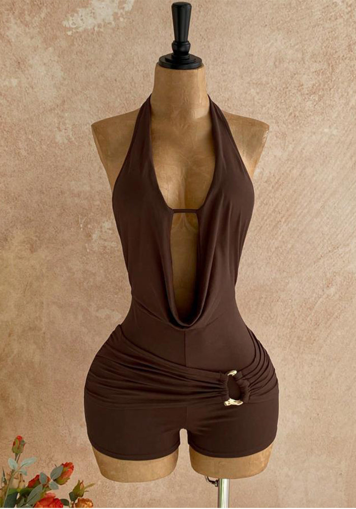 Bohemian Halter Backless Metal Beaded Jumpsuit for Summer