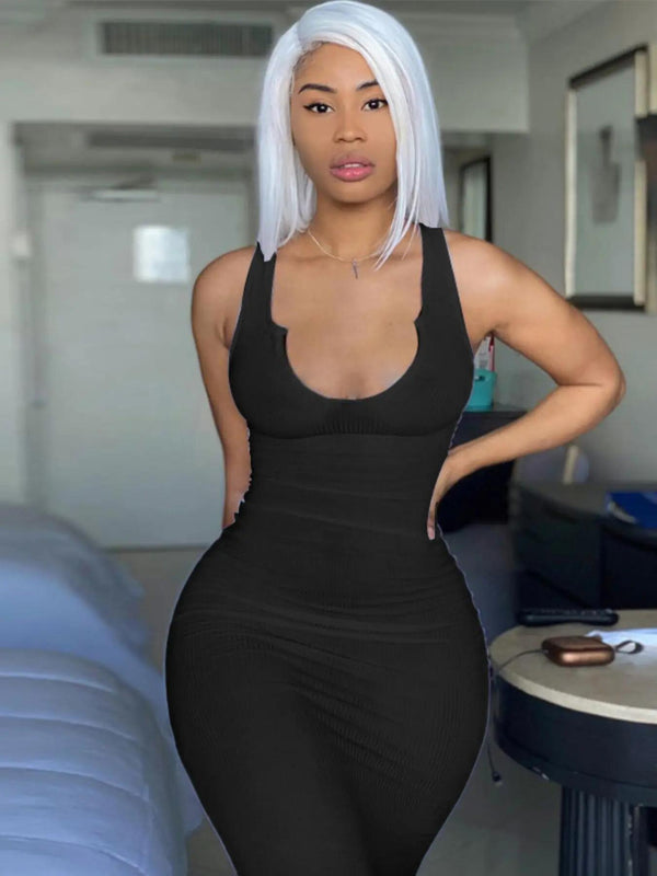 U-Neck Halter Tight Fitting Dress for Evening Parties