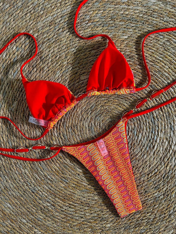 Metal Decor Two-Piece Bikini Swimsuit for Beach Vacations