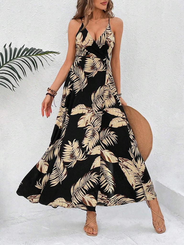 Women's Printed Slash Strap Slip Dress