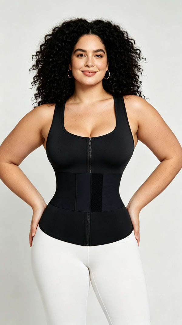 Lace-Up Sweat Waist Trainer Fitness Tank Top for Activewear