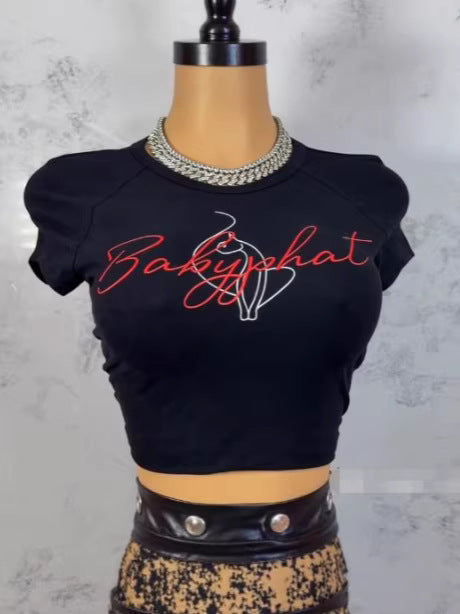 Street Style Printed Cropped T-Shirt for Casual Spring Wear