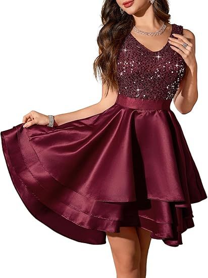 V-Neck Sequin Evening Gown for Formal Parties