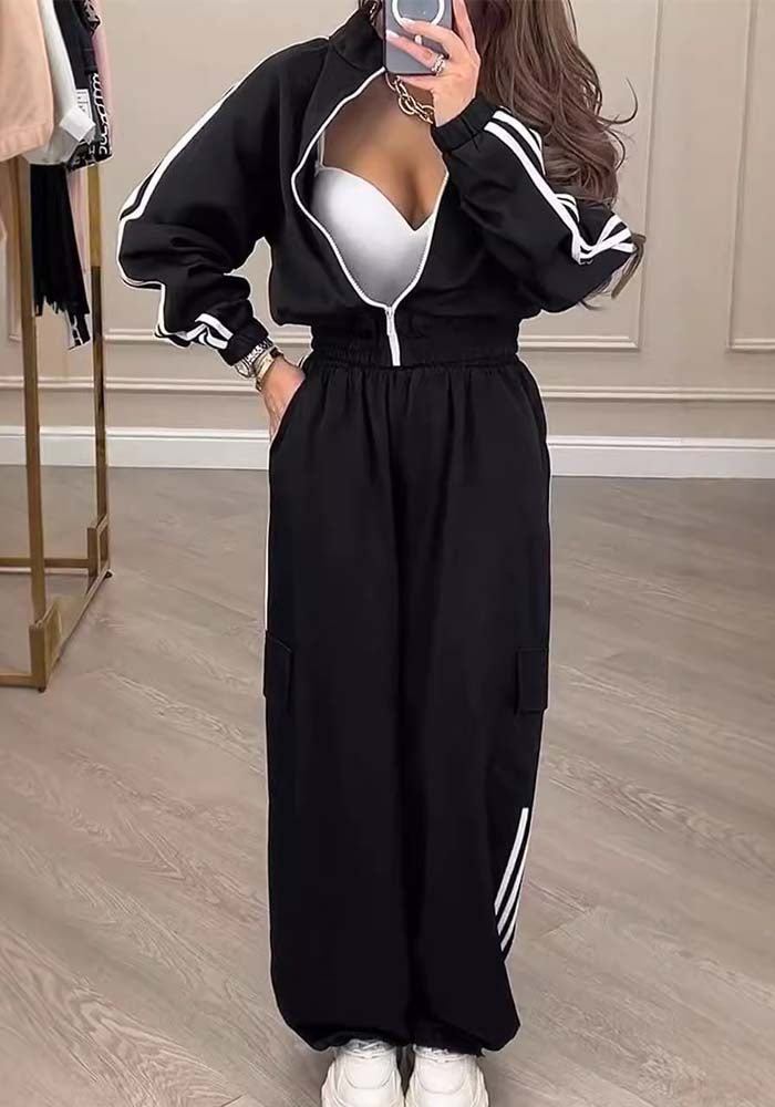 Women Long-sleeved Top and Pant Two-Piece Set