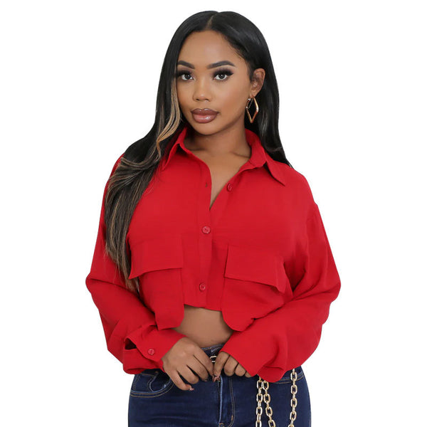 Solid Button Long-Sleeve Shirt for Casual Wear