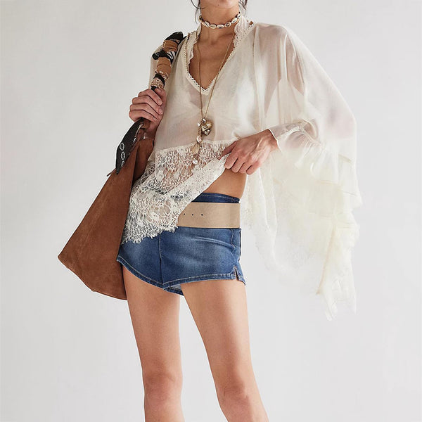 Mesh Bat Sleeve Beach Cover-Up for Summer Vacations