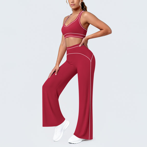 Color Block High-Stretch Tank Top & Wide-Leg Pants Set for Yoga & Fitness