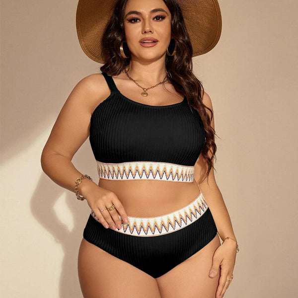 Plus Size High Waist Two-Piece Bikini Swimsuit
