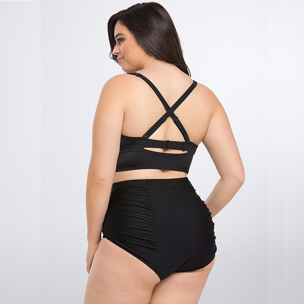 Plus Size High Waist Two-Piece Bikini Swimsuit Set