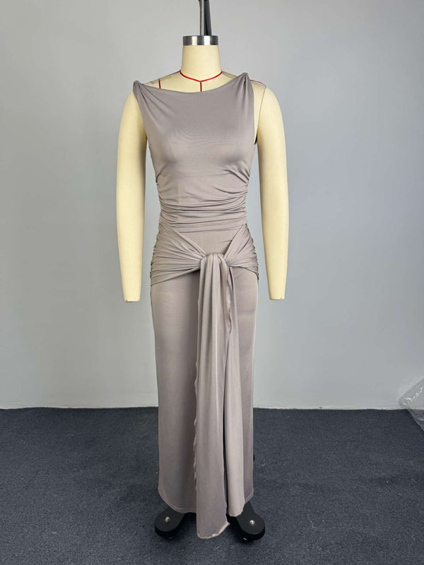 Sleeveless Lace-Up Top & Skirt Two-Piece Set for Summer