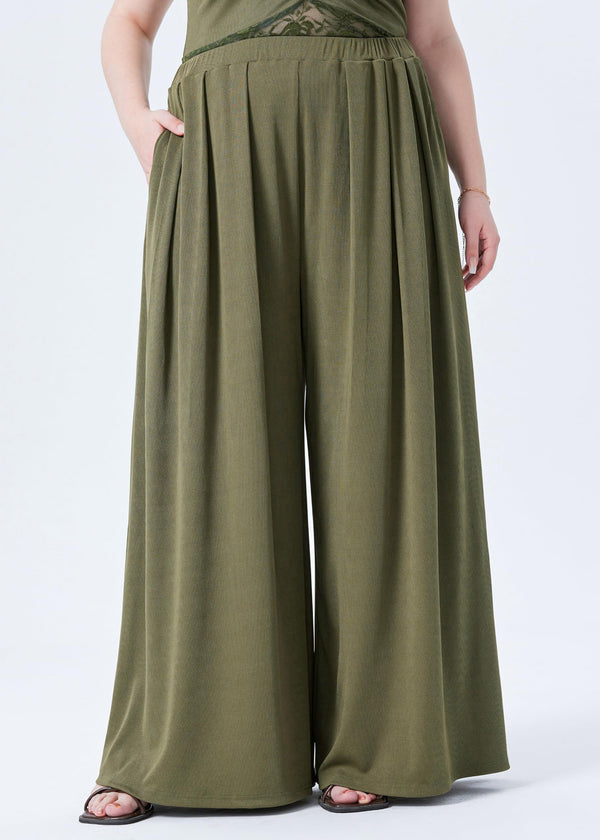 Plus Size Solid Wide-Leg Pants for Casual Wear