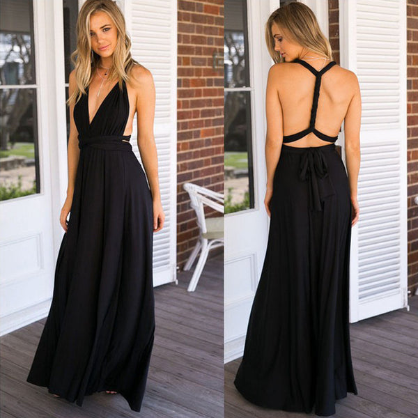 Cross Backless Bandage Maxi Dress for Evening Events