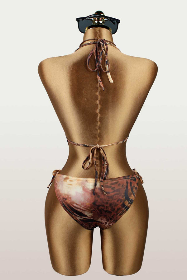 Halter Neck Lace-Up Bikini Top for Holiday Swimwear