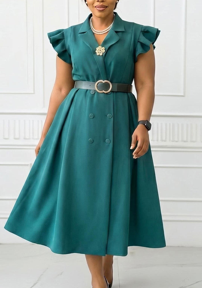 Turndown Collar Maxi Dress for Summer Casual Wear