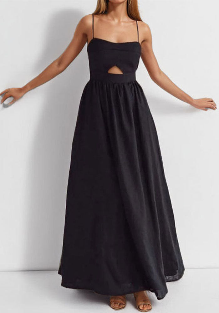High Waist Strap A-Line Dress for Spring Outings