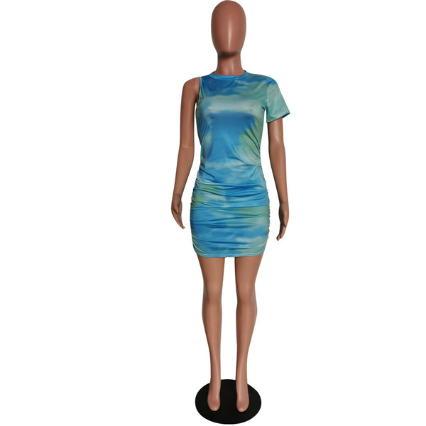 One-Shoulder Slim Waist Mini Dress for Career & Office Wear