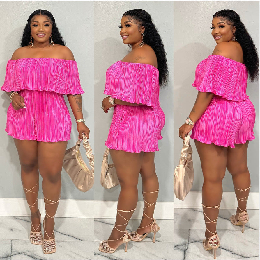 Comfortable Off-Shoulder Pleated Jumpsuit for Everyday Elegance