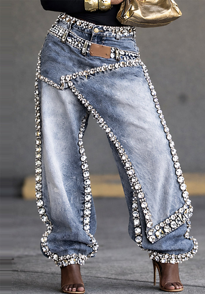 Deconstructed Layered Denim Pants for Spring Streetwear