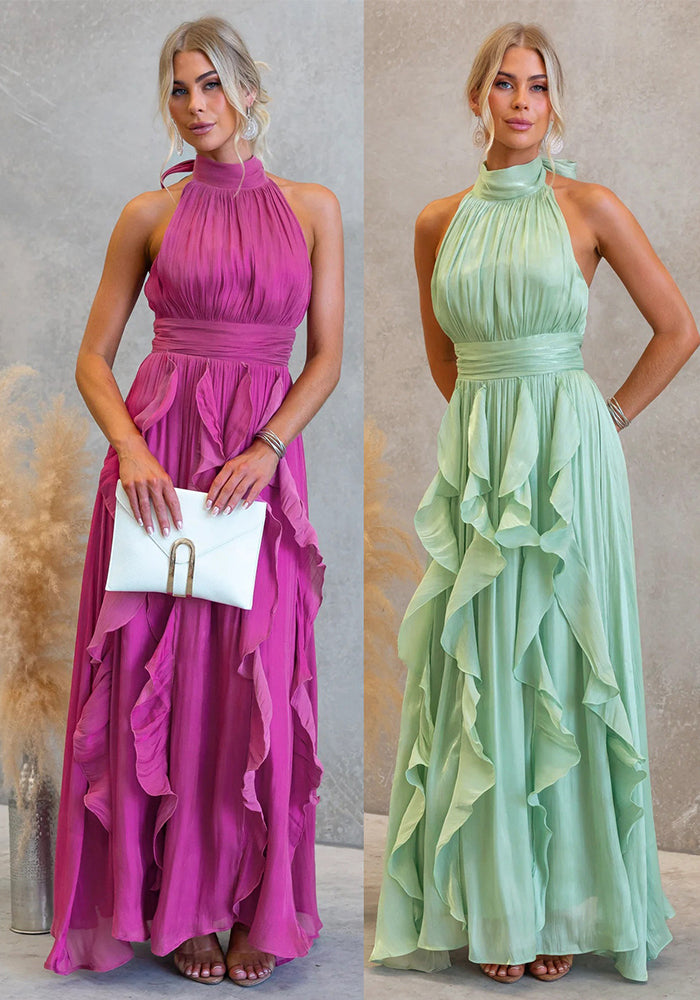 Ruffle Lace-Up Dress for Spring/Summer Casual Holidays