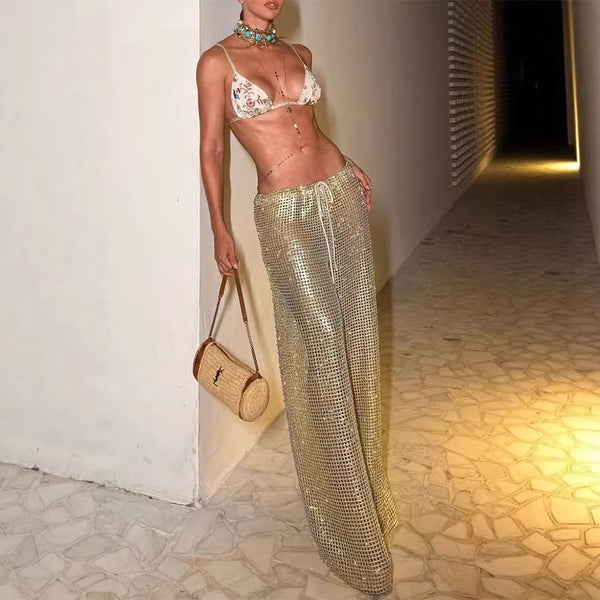 Women Spring/Summer Shiny Casual Holidays Pants