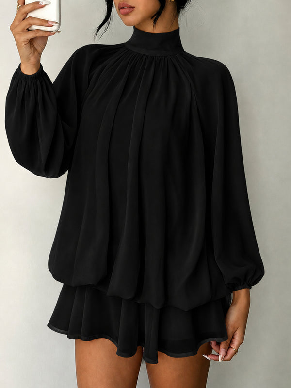 Solid Long-Sleeve Slim-Fit Mini Dress for Fall & Winter