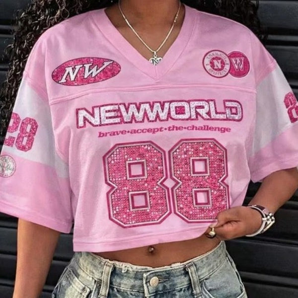 Printed Short Sleeve Cropped T-Shirt for Casual Streetwear