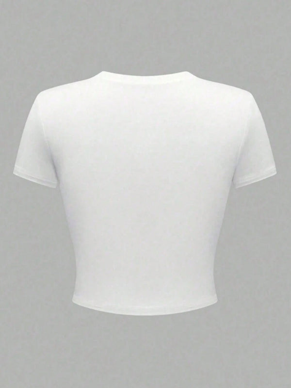 Street Style Cropped Print T-Shirt for Everyday Casual Wear