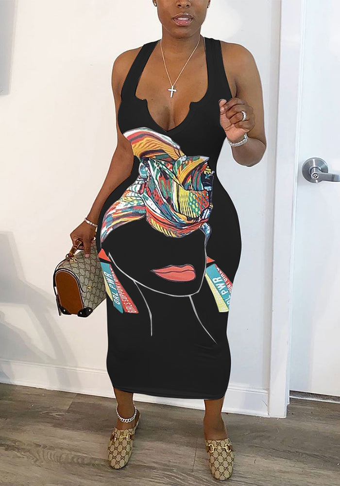 Character Print Dress for Casual Everyday Wear