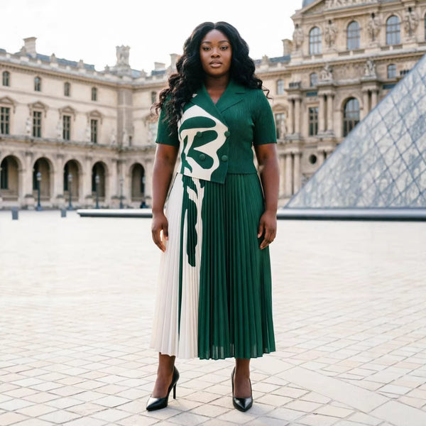 Plus Size Ruched Turndown Collar Pleated Short Sleeve Dress for Elegant Events